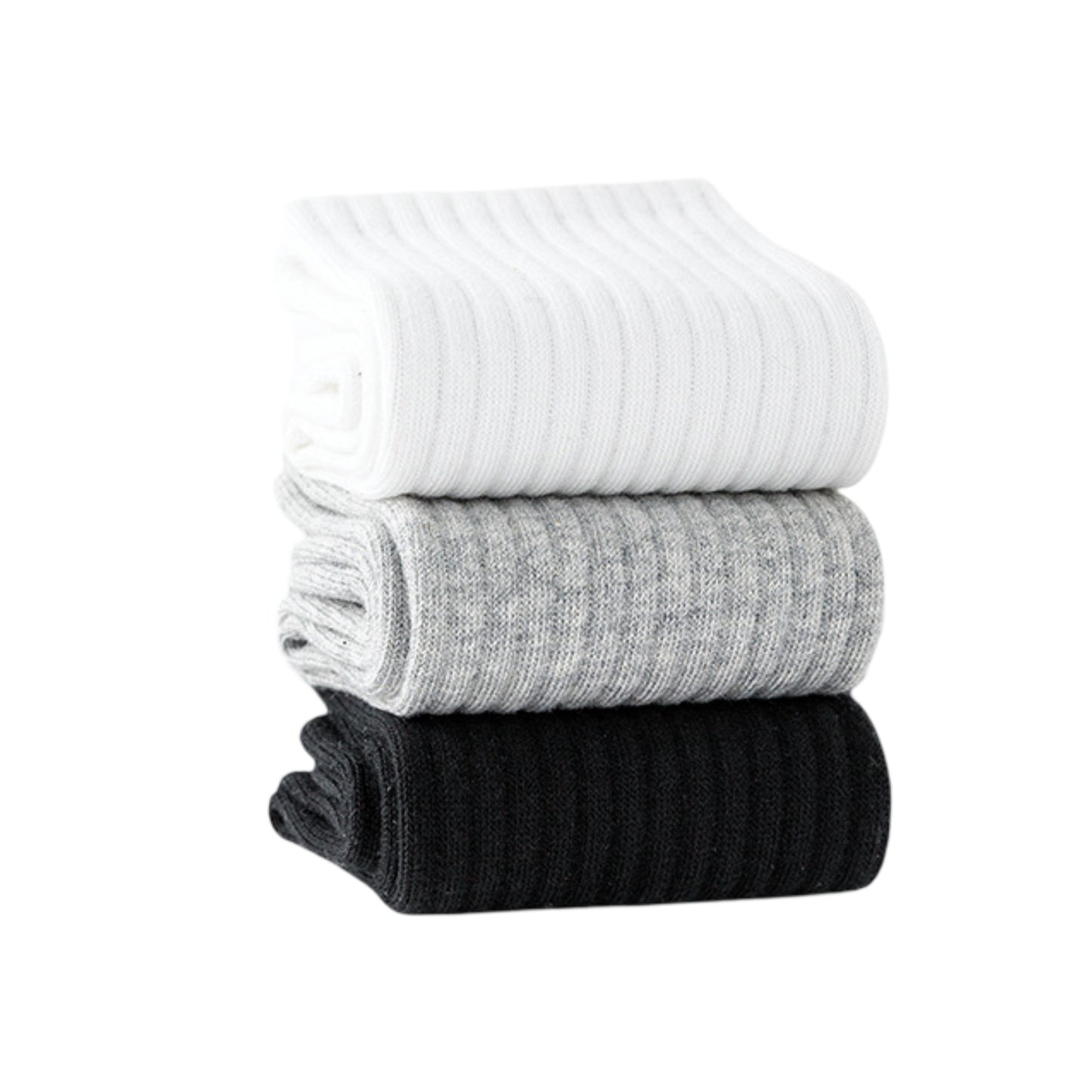 3 Pairs Cotton Crew Socks Soft Ribbed Knit Breathable Everyday Comfort