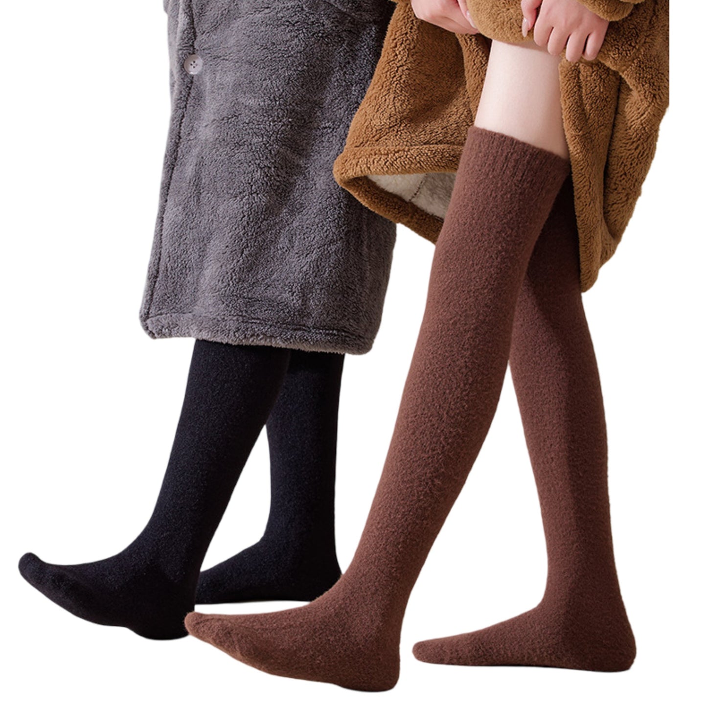 Plush Over The Knee High Elasticity Solid Color Thermal Socks