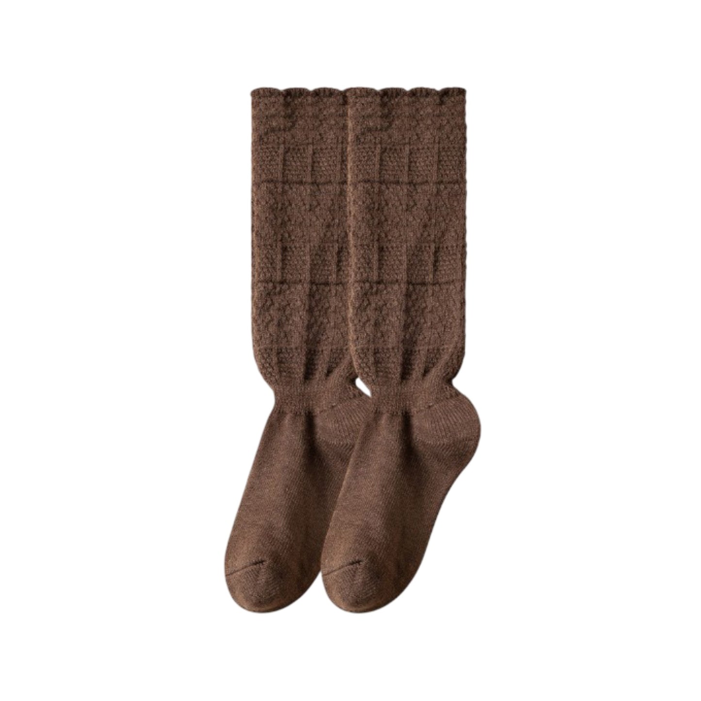 Womens Vintage Knit Lace Long Crew Socks Soft Stretch Warm Fit