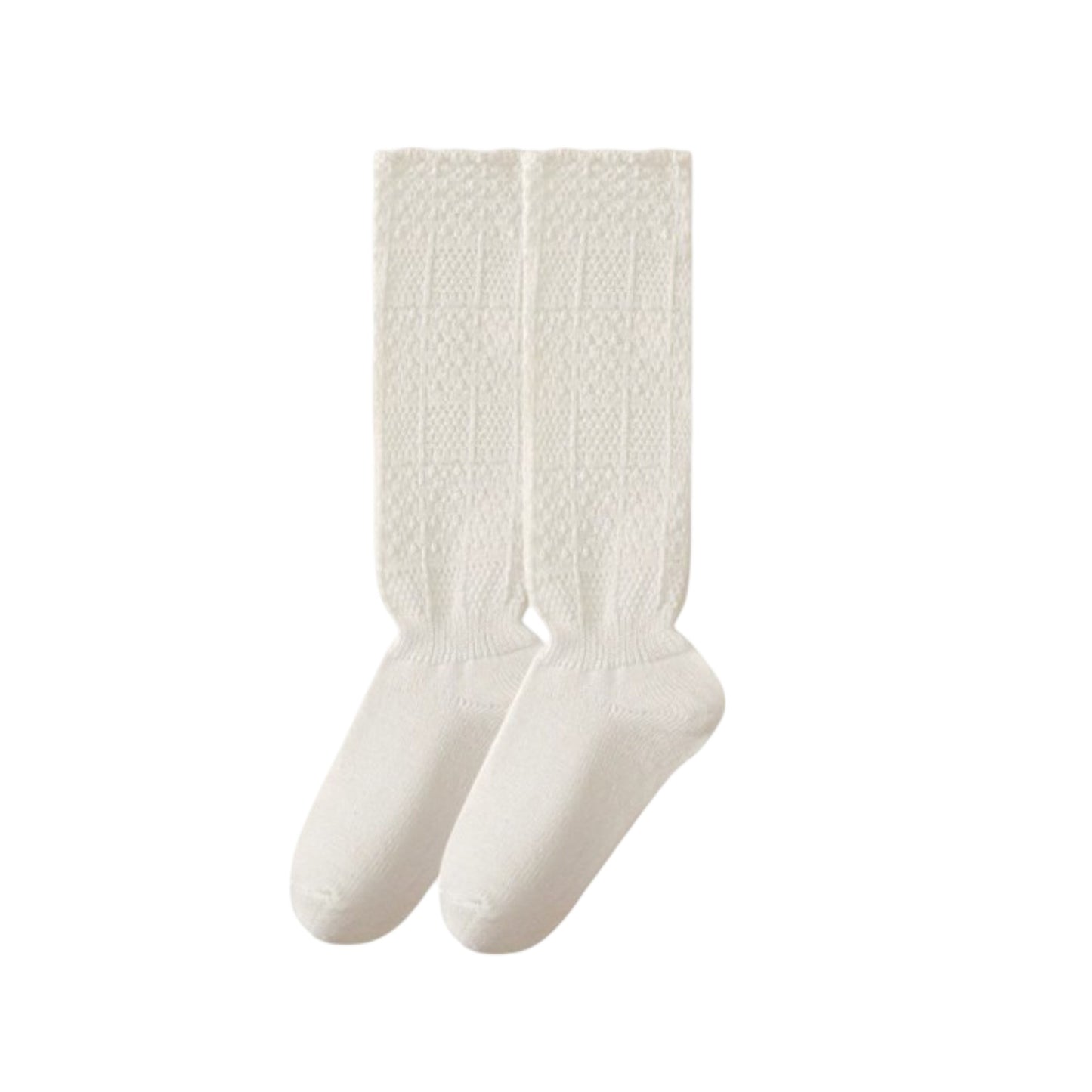 Womens Vintage Knit Lace Long Crew Socks Soft Stretch Warm Fit
