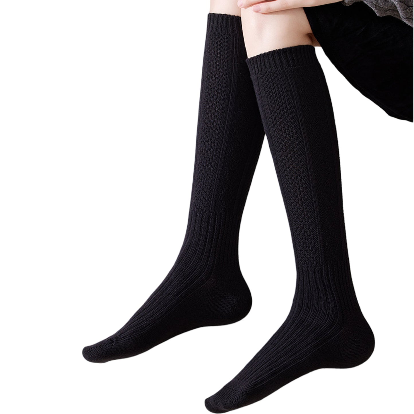 1-Pack Womens Vintage Knit Knee High Socks Soft Stretch Cable Texture