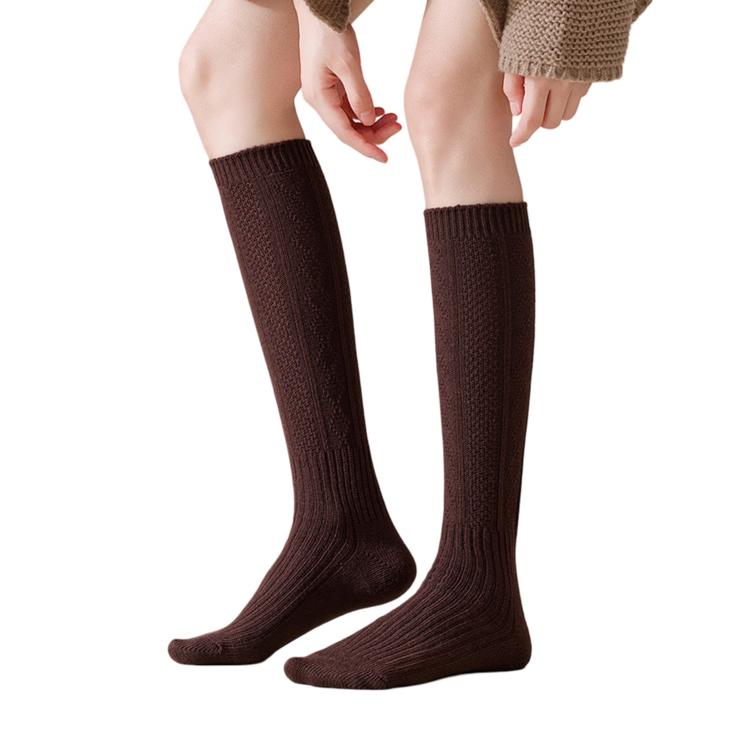 1-Pack Womens Vintage Knit Knee High Socks Soft Stretch Cable Texture