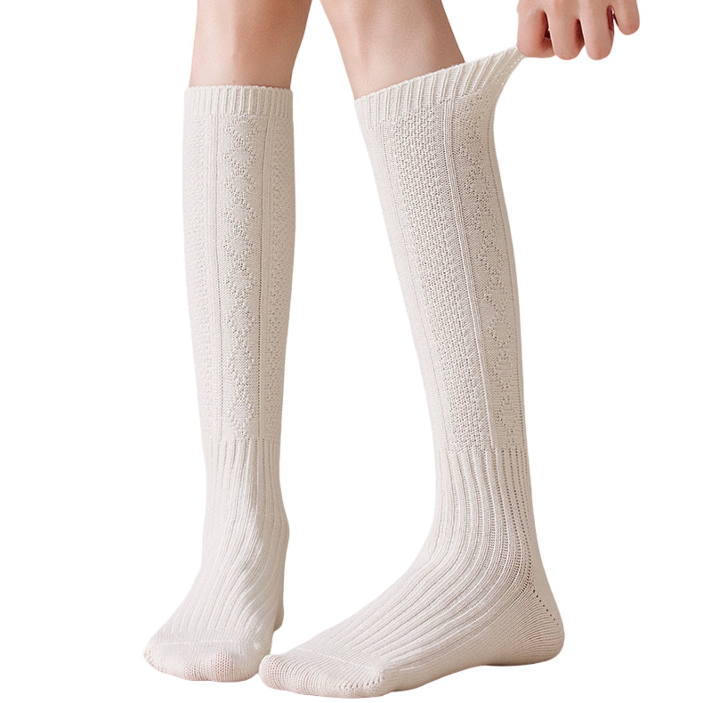 1-Pack Womens Vintage Knit Knee High Socks Soft Stretch Cable Texture