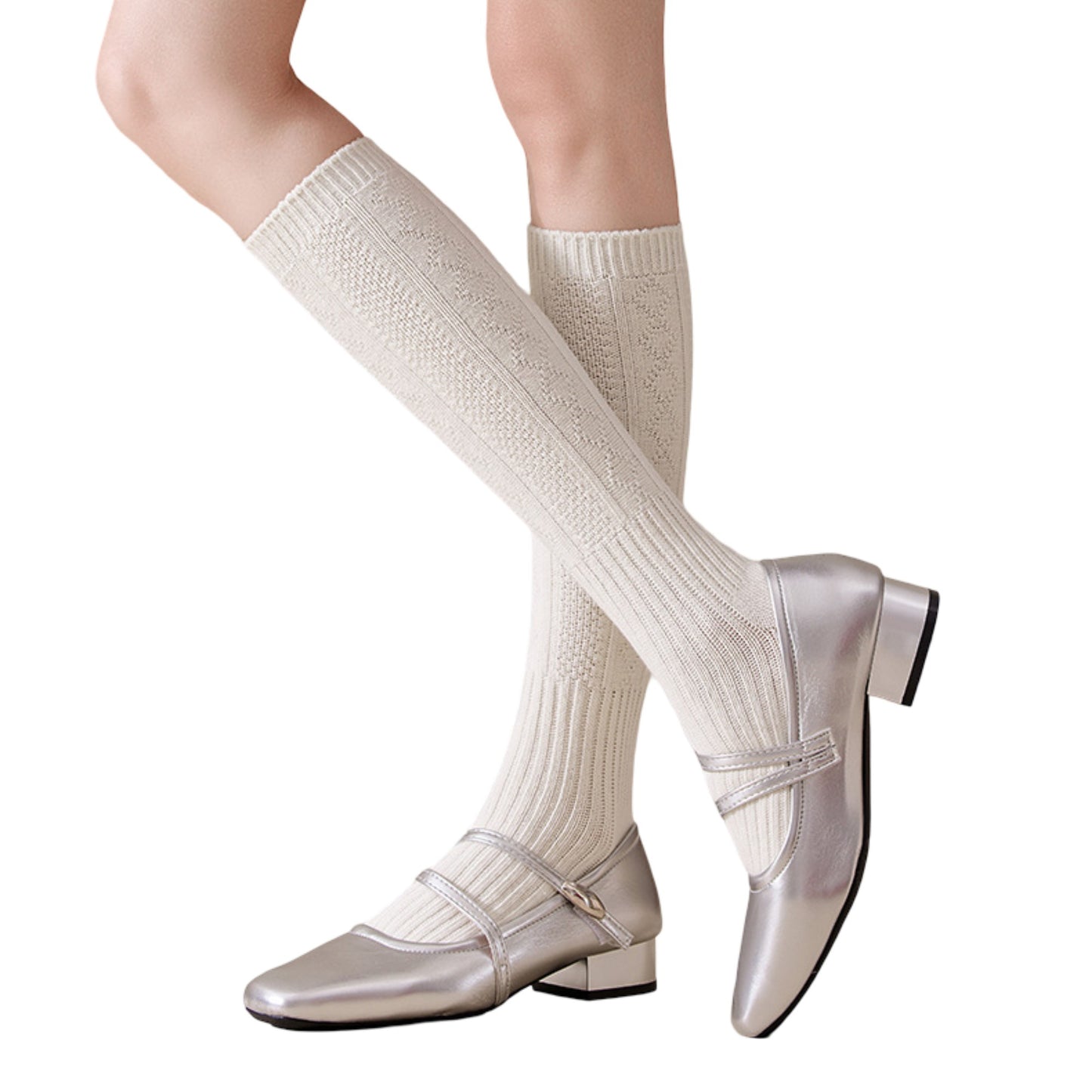 1-Pack Womens Vintage Knit Knee High Socks Soft Stretch Cable Texture