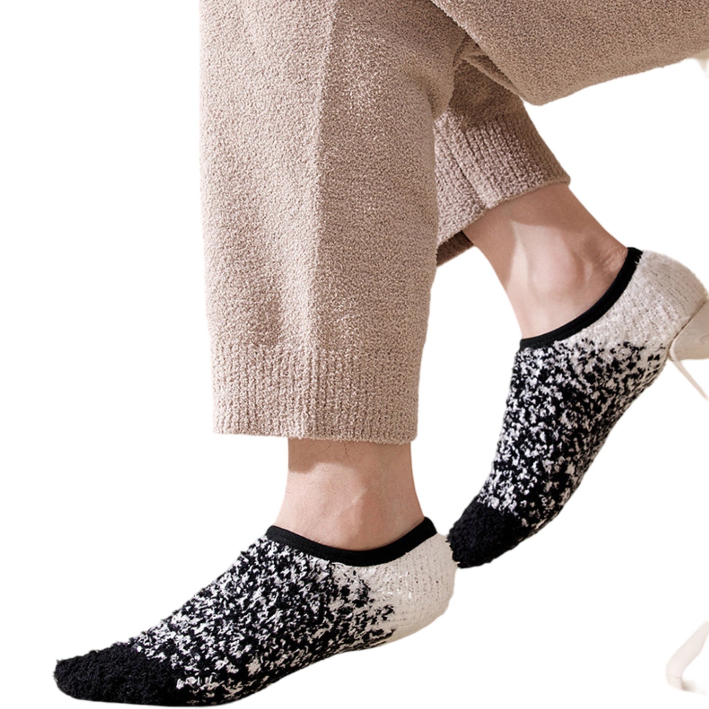 3-Pack Mens Winter No Show Socks with Non Slip Grips Soft Thermal Cozy Fit