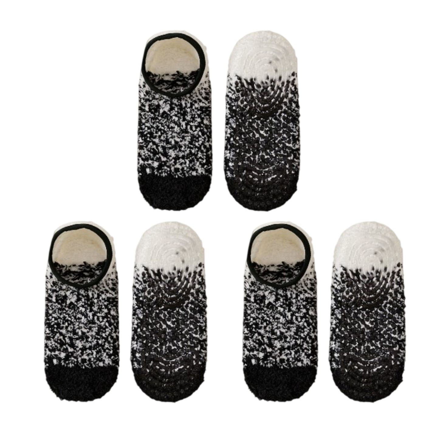 3-Pack Mens Winter No Show Socks with Non Slip Grips Soft Thermal Cozy Fit