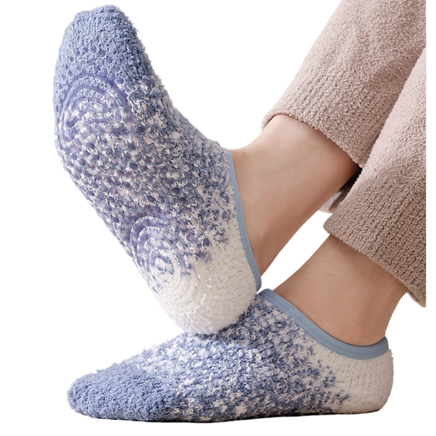 3-Pack Mens Winter No Show Socks with Non Slip Grips Soft Thermal Cozy Fit
