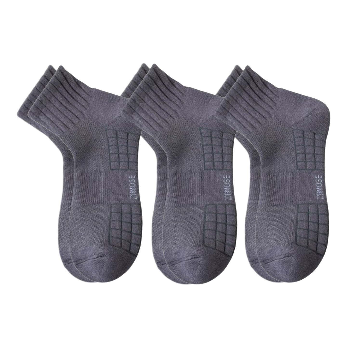 3-Pack Mens Cotton Ankle Socks Breathable Cushioned Comfort Fit
