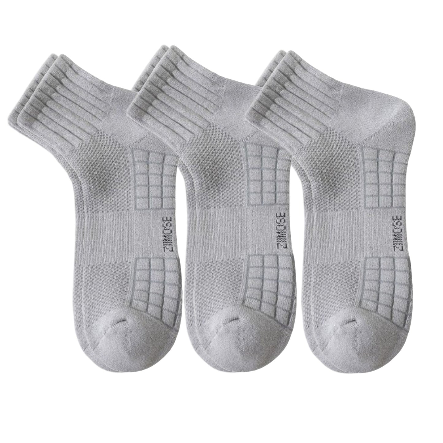 3-Pack Mens Cotton Ankle Socks Breathable Cushioned Comfort Fit