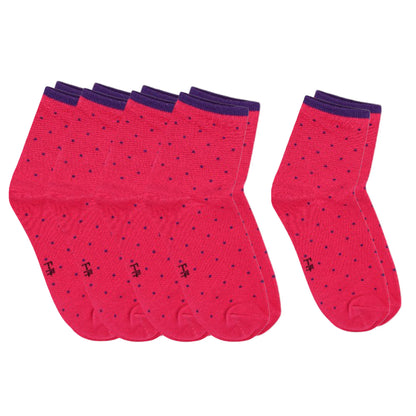 5-Pack Cotton Polka Dot Crew Socks for Women Soft Breathable Comfortable
