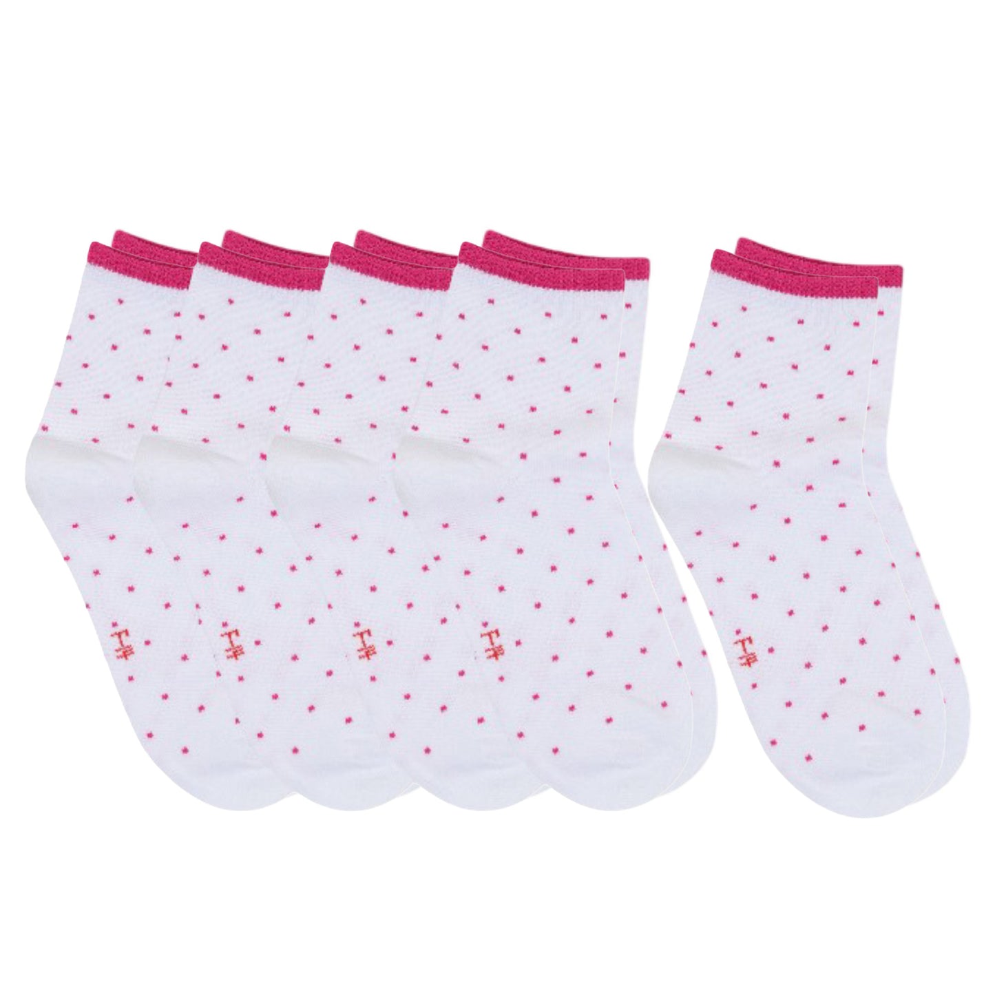 5-Pack Cotton Polka Dot Crew Socks for Women Soft Breathable Comfortable