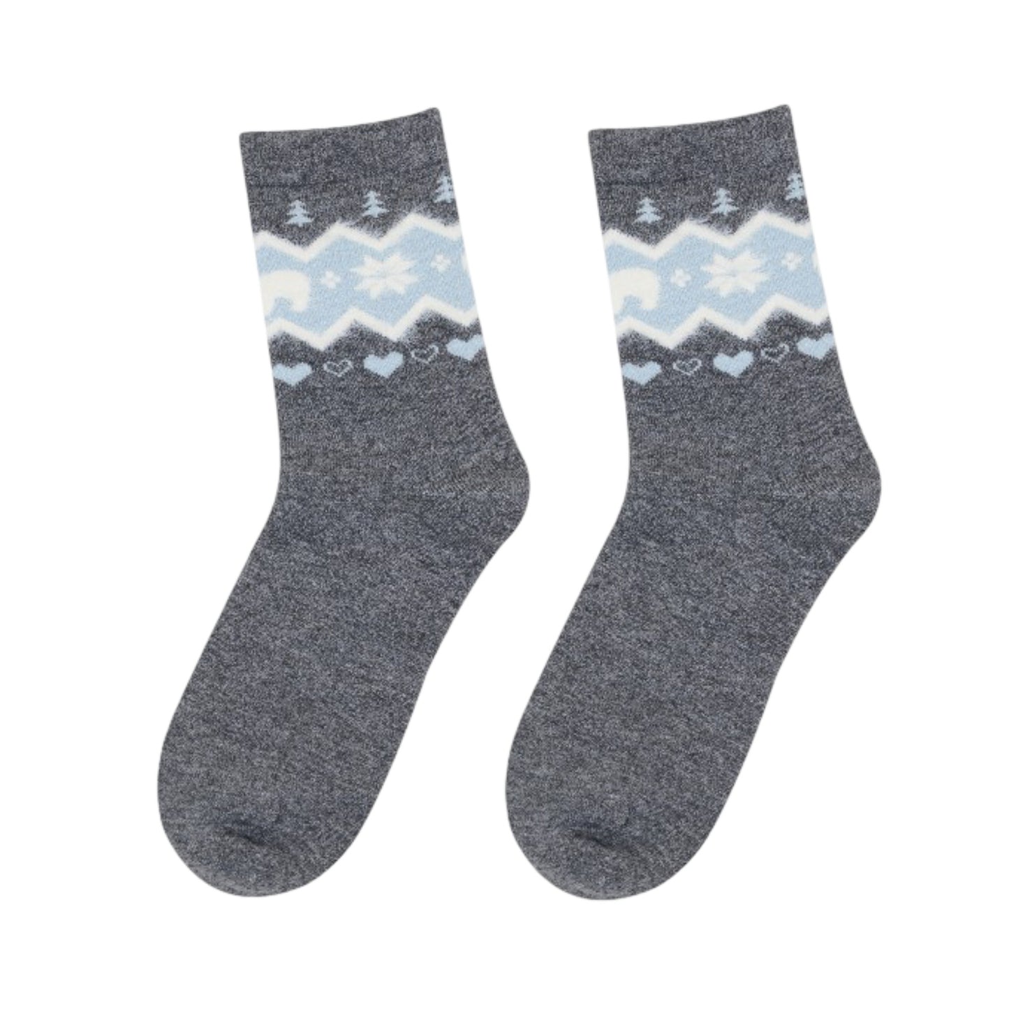 2-Pack Womens Warm Crew Socks Soft Knit Cute Pattern Comfort Fit