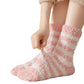 2-Pack Womens Striped Coral Fleece Cozy Crew Socks Soft Plush Thermal Warmth
