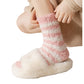 2-Pack Womens Striped Coral Fleece Cozy Crew Socks Soft Plush Thermal Warmth