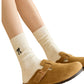 2-Pack Womens Cotton Blend Crew Socks with Embroidered Bow