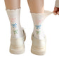 3-Pack Womens Cotton Ruffle Crew Socks with Cute Pattern Design