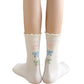 3-Pack Womens Cotton Ruffle Crew Socks with Cute Pattern Design