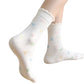 3-Pack Womens Cotton Ruffle Crew Socks with Cute Pattern Design
