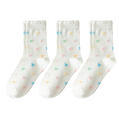 3-Pack Womens Cotton Ruffle Crew Socks with Cute Pattern Design
