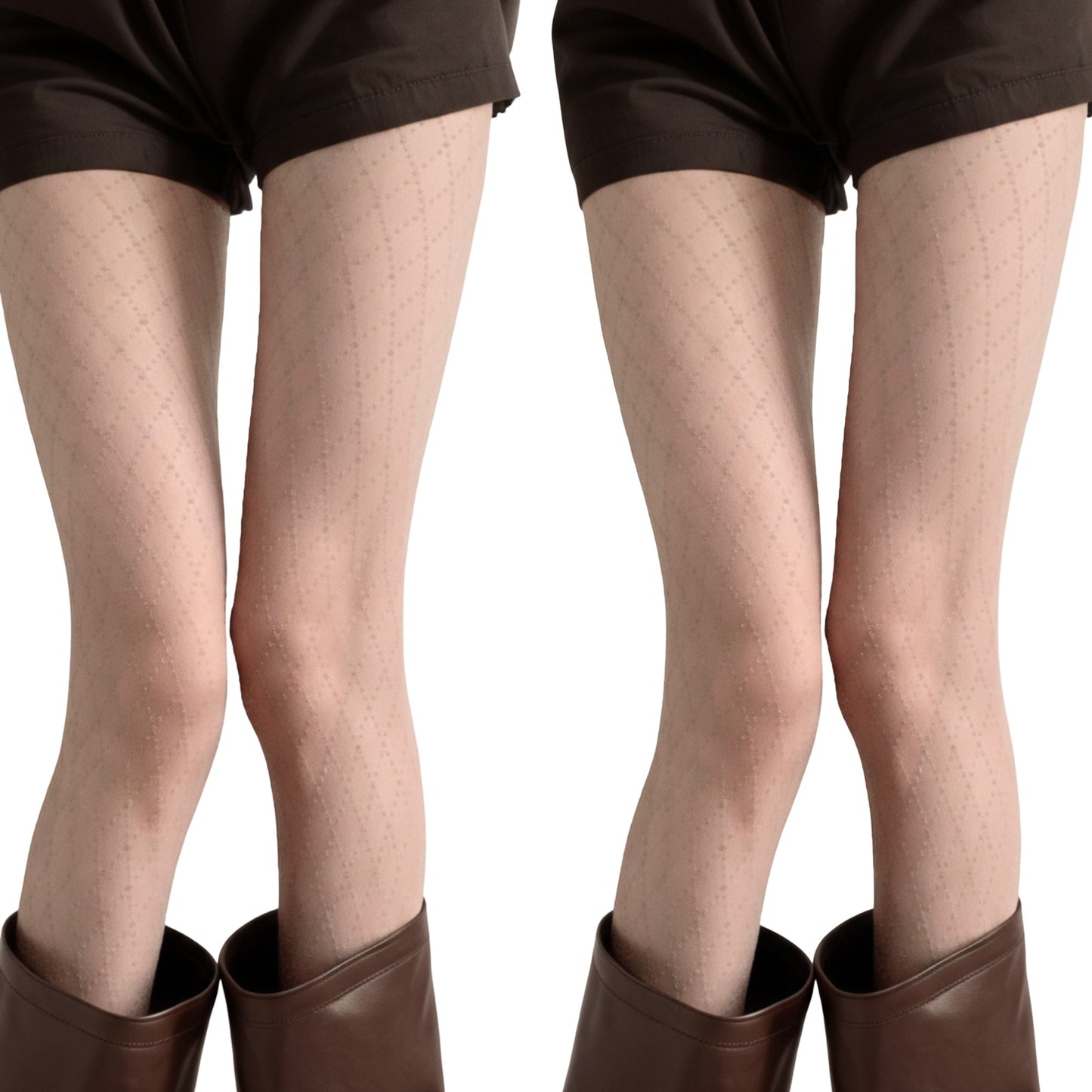 2pcs Women's Sheer Full Length Tights with Diamond Mesh Pattern and Soft Stretch Fit for Stylish Textured Feminine Legwear