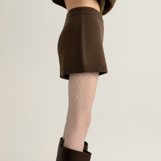Sheer Full Length Tights with Diamond Mesh Pattern and Soft Stretch Fit for Stylish Textured Feminine Legwear
