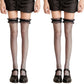 2pcs Women's Fishnet Thigh High Stockings with Ruffled Lace Top Detail Soft Stretch Fit for Delicate Feminine Layered Styling