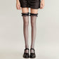 Fishnet Thigh High Stockings with Ruffled Lace Top Detail and Soft Stretch Fit for Delicate Feminine Layered Styling