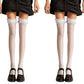 2pcs Women's Fishnet Thigh High Stockings with Ruffled Lace Top Detail Soft Stretch Fit for Delicate Feminine Layered Styling