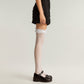 Fishnet Thigh High Stockings with Ruffled Lace Top Detail and Soft Stretch Fit for Delicate Feminine Layered Styling