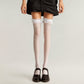 Fishnet Thigh High Stockings with Ruffled Lace Top Detail and Soft Stretch Fit for Delicate Feminine Layered Styling