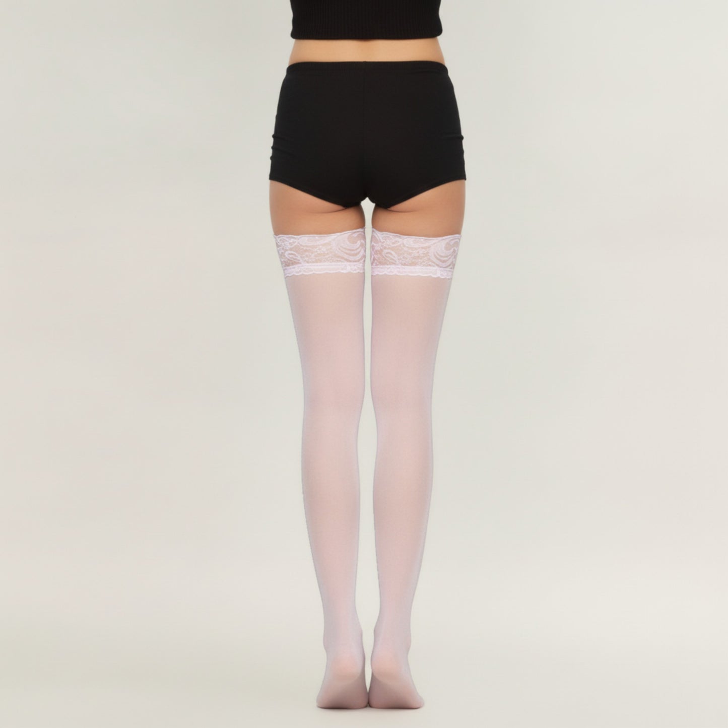 Sheer Thigh High Stockings with Decorative Lace Top Detail and Soft Stretch Fit for Elegant Feminine Legwear Styling