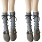 2pcs Women's Ribbed Knit Leg Warmers with Decorative Ribbon Bow Detail Soft Stretch Fit for Cozy Feminine Layered Styling