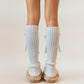 Ribbed Knit Leg Warmers with Decorative Ribbon Bow Detail and Soft Stretch Fit for Cozy Feminine Layered Styling