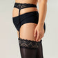 Maternity Sheer Thigh High Stockings with Soft Stretch Fit and Decorative Lace Top Detail for Elegant Feminine Styling