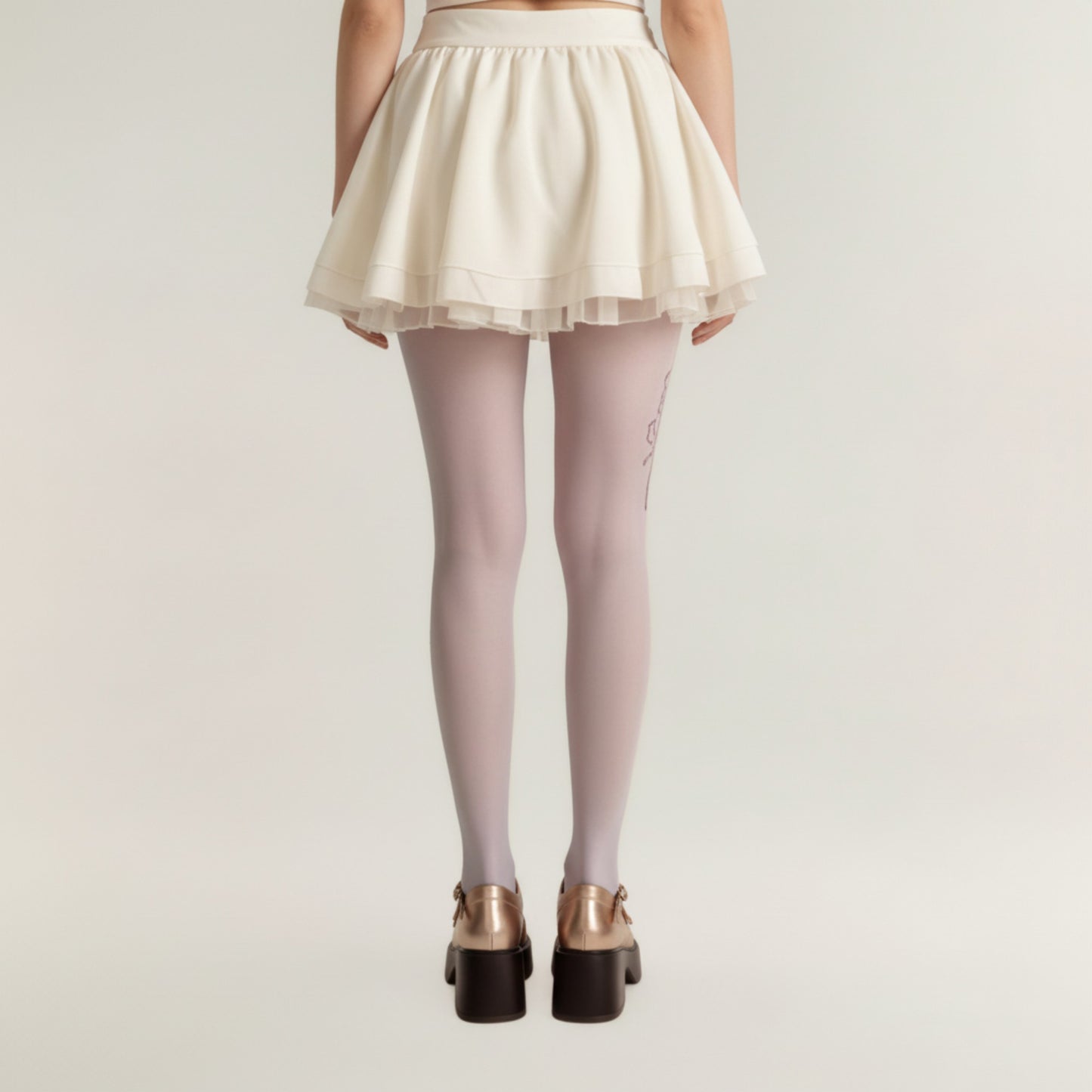Sheer Full Length Tights with Decorative Bow Thigh Print and Soft Stretch Fit for Delicate Feminine Styling