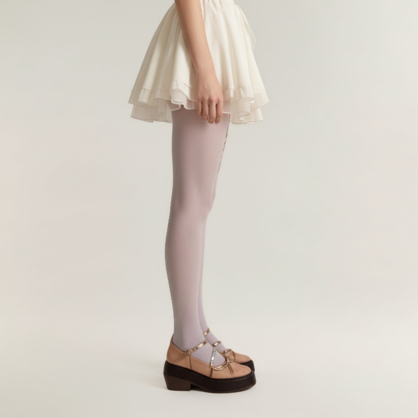 Sheer Full Length Tights with Decorative Bow Thigh Print and Soft Stretch Fit for Delicate Feminine Styling