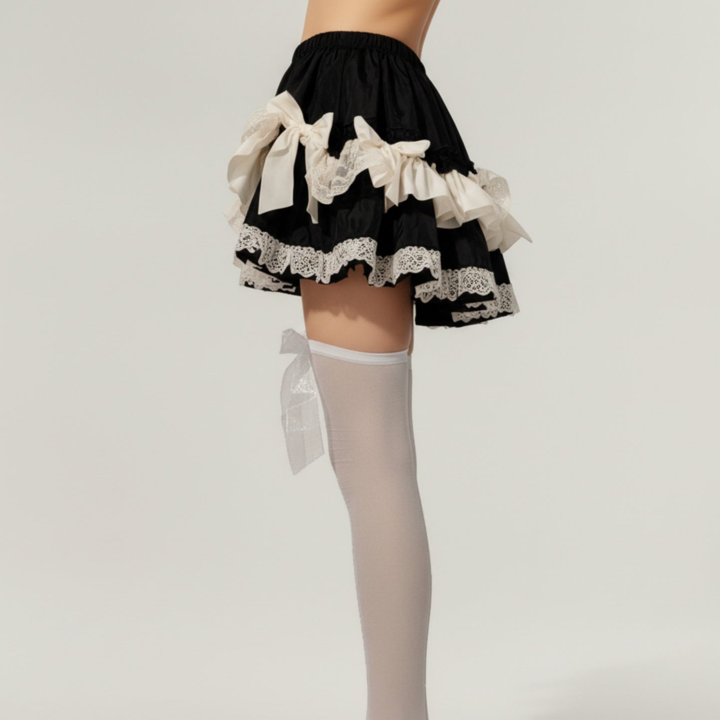 Sheer Thigh High Stockings with Oversized Organza Bow Accents and Soft Stretch Fit for Elegant Feminine Styling