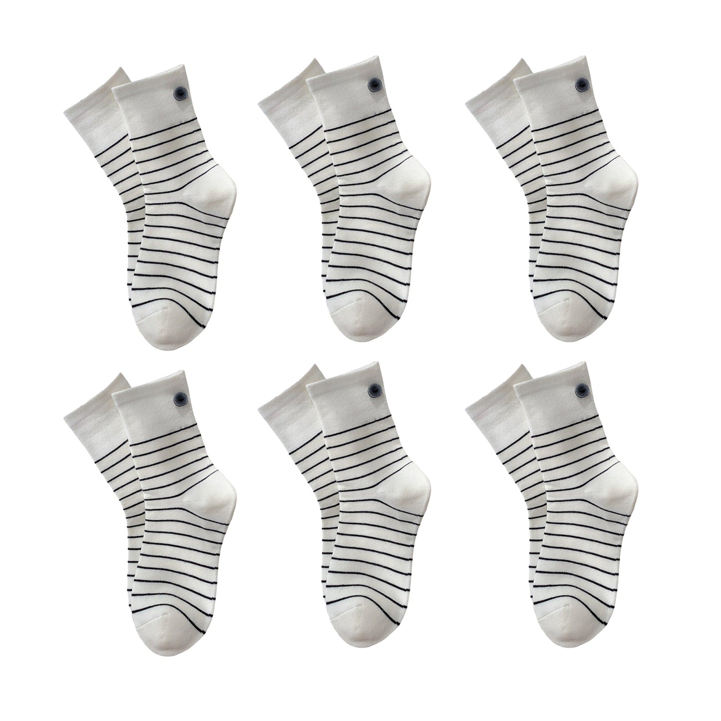 Womens Cotton Crew Socks 6 Pair Pack Striped Accent Soft Breathable