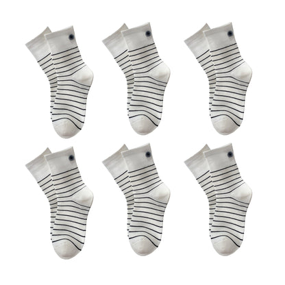 Womens Cotton Crew Socks 6 Pair Pack Striped Accent Soft Breathable
