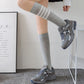 Womens Cotton Crew Socks 6 Pairs Striped Athletic Design Soft Breathable Comfort