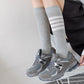 Womens Cotton Crew Socks 6 Pairs Striped Athletic Design Soft Breathable Comfort