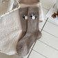 Womens Soft Cotton Crew Socks 6 Pairs Cute Animal Embroidery Comfortable