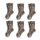 Womens Soft Cotton Crew Socks 6 Pairs Cute Animal Embroidery Comfortable