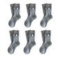 Womens Soft Cotton Crew Socks 6 Pairs Cute Animal Embroidery Comfortable
