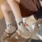Womens Soft Cotton Crew Socks 6 Pairs Cute Animal Embroidery Comfortable