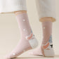 Womens Pure Cotton Crew Socks 6 Pairs Soft Breathable Cute Cartoon Design