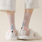 Womens Pure Cotton Crew Socks 6 Pairs Soft Breathable Cute Cartoon Design