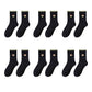 Womens Comfortable Cotton Crew Socks 6 Pairs Soft Embroidered Bear Design
