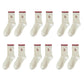 Womens Comfortable Cotton Crew Socks 6 Pairs Soft Embroidered Bear Design