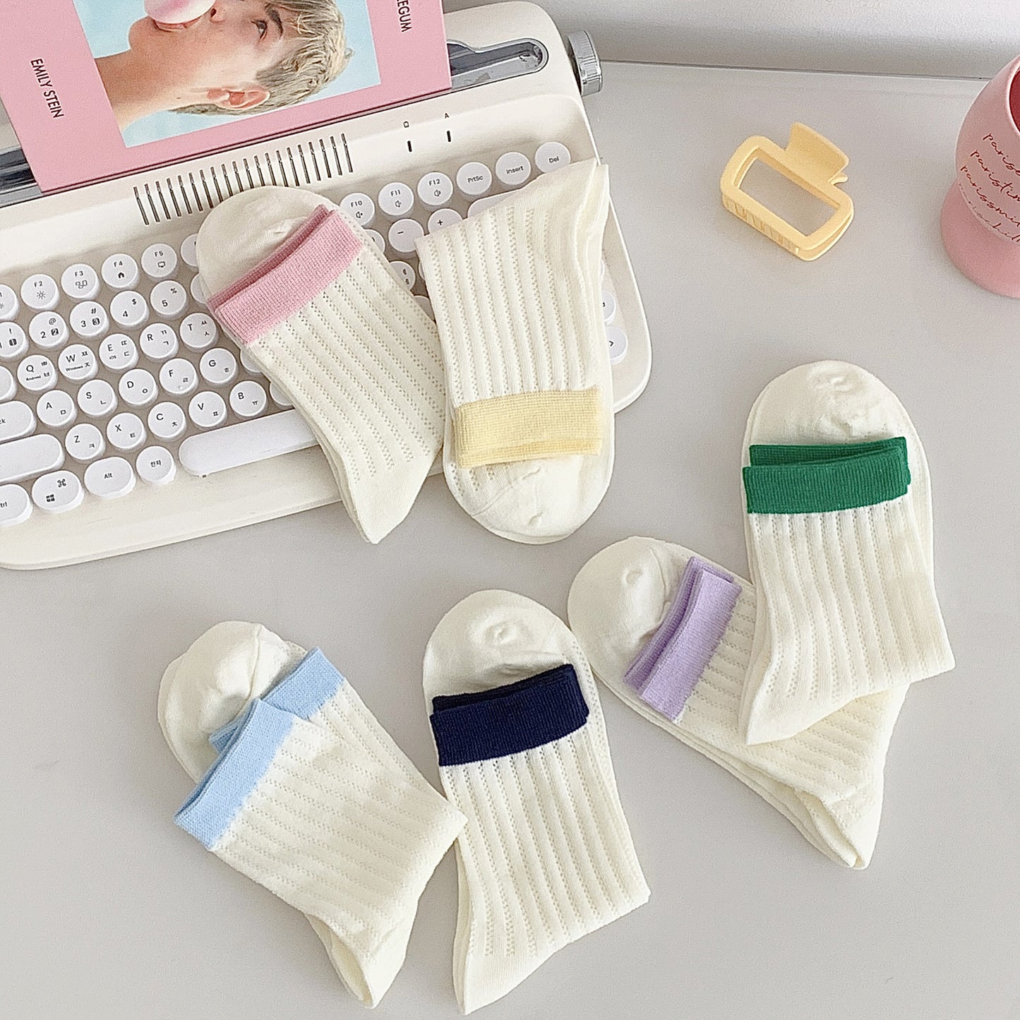Womens Breathable Cotton Mesh Crew Socks 6 Pairs Lightweight